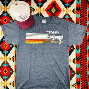 Craig Alaska Bear Graphic T-Shirt – Heather Grey – Gildan Ultra Cotton